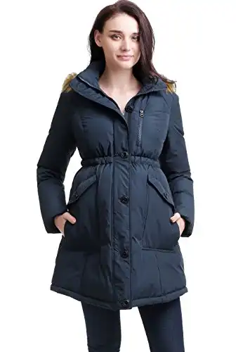 Momo Maternity Outerwear Women Nori Hooded Down Parka Coat Pregnancy Winter Jacket Navy Large