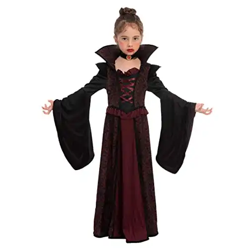 Royal Vampire Costume Set for Girls Halloween Dress Up Party, Role-Playing, Carnival Cosplay, Vampire-Themed Party