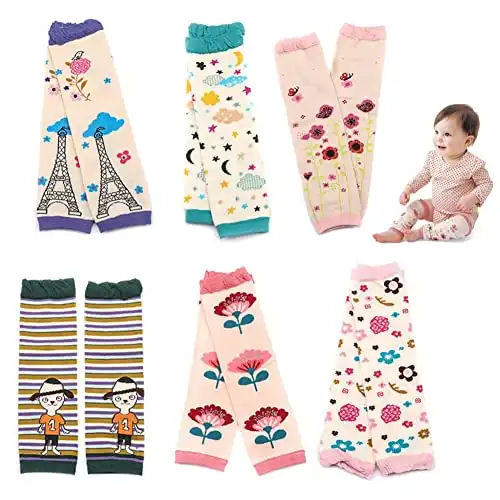 Baby and Toddler Leg Warmers Leggings Kneepads 3.15” x 11.8” Girls Baby Crawling Socks Packs of 6